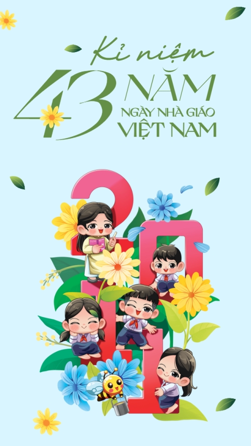 Mẫu thiết kế Hình nền điện thoại Kỉ niệm 43 năm ngày nhà giáo 1770453362