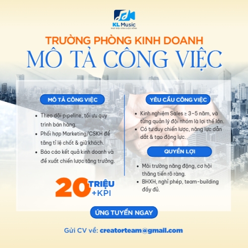 Mẫu thiết kế Bài post MXH vuông Tuyển dụng trưởng phòng kinh doanh 1770459656