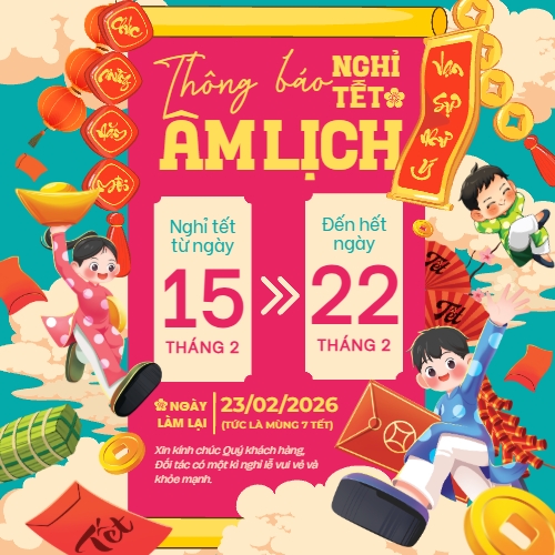 Mẫu thiết kế Bài post MXH vuông Thông báo nghỉ tết âm lịch 1770453187
