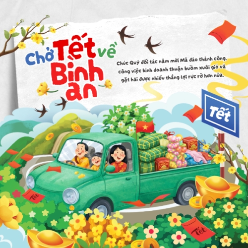 Mẫu thiết kế Bài post MXH vuông Chở Tết về chở Bình an 1770680589