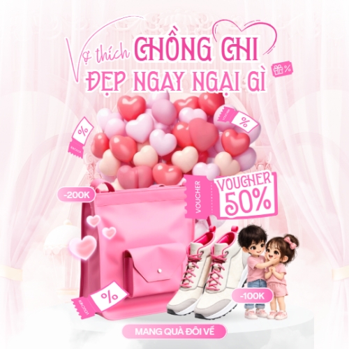 Mẫu thiết kế Bài post MXH vuông Vợ thích chồng chi đẹp ngay ngại gì 1770460425