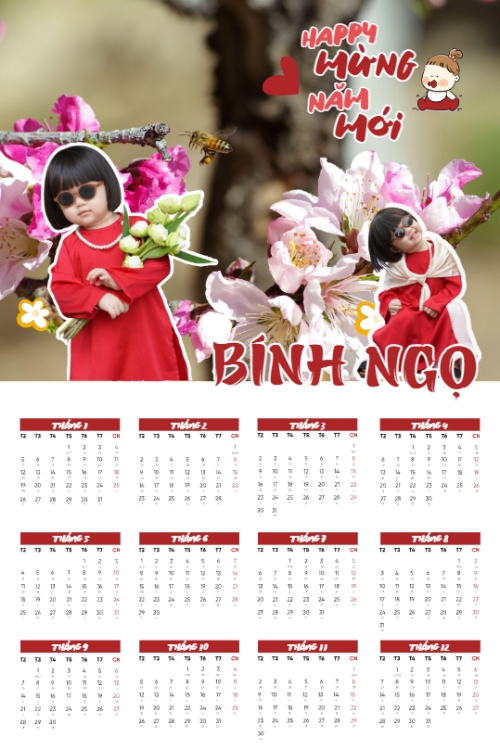 Mẫu thiết kế Lịch đơn treo tường Chúc mừng năm mới 1770453187