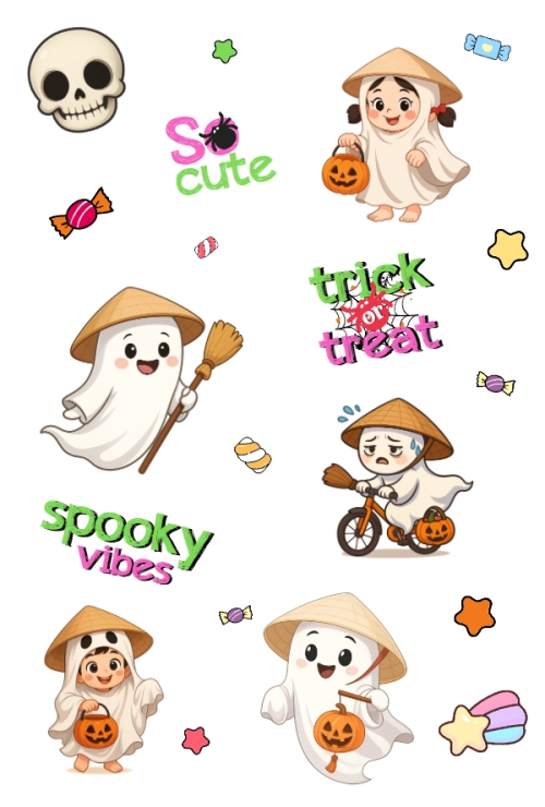 Mẫu thiết kế Nhãn Sticker - Sticker Sheets Halloween, lễ hội ma quái, sự kiện, event, dễ thương, cute, chibi, hoạt hình, cartoon 1770464770