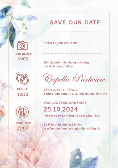 Mẫu thiết kế Ruột thiệp cưới Dreamy Floral, hoa lá, thiên nhiên, floral, màu nước 1772184743