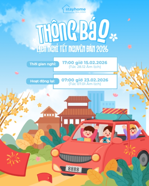 Mẫu thiết kế Bài post MXH dọc Thông báo lịch nghỉ tết nguyên đán Bính Ngọ 2026 1772034096