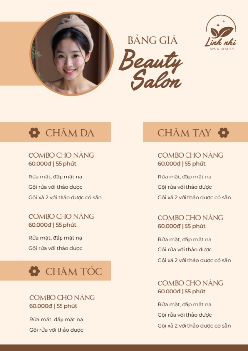 Mẫu thiết kế Menu tờ rời (dọc) Tiệm tóc, tiệm cắt tóc, salon, nail, spa, beauty, làm đẹp, thẩm mỹ 1772243130