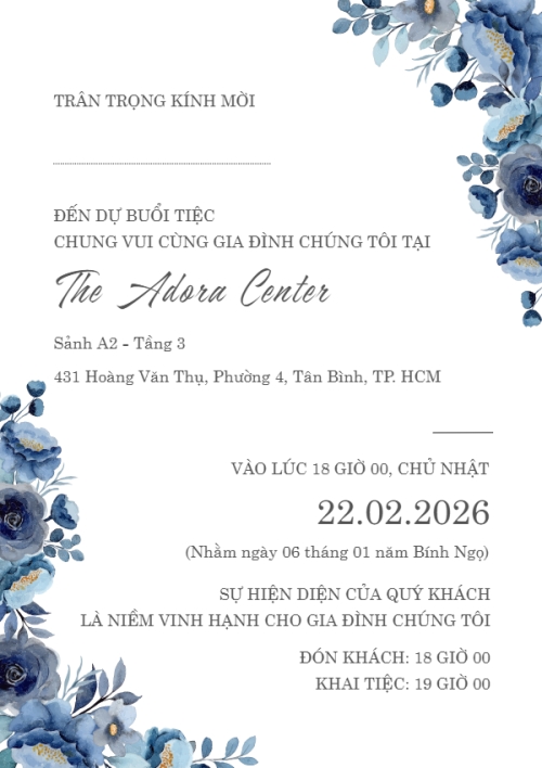 Mẫu thiết kế Ruột thiệp cưới Thiệp cưới vòm hoa xanh 1770432816
