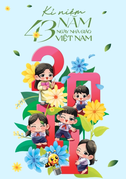 Mẫu thiết kế Poster chuẩn Kỉ niệm 43 năm ngày nhà giáo 1770453286