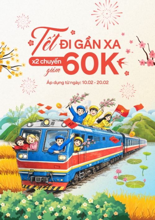 Mẫu thiết kế Poster chuẩn Tết đi gần xa x2 chuyến giảm 60k 1770453188