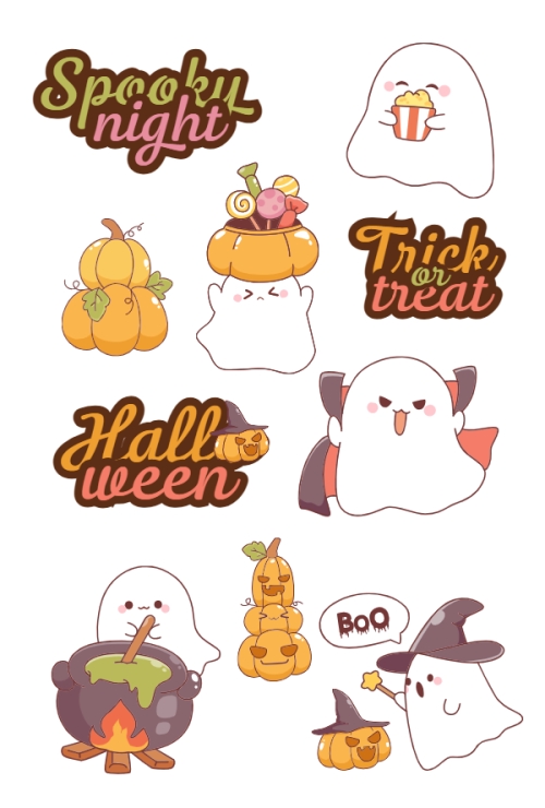 Mẫu thiết kế Nhãn Sticker - Sticker Sheets Halloween, lễ hội ma quái, sự kiện, event, dễ thương, cute, chibi, hoạt hình, cartoon 1770464770