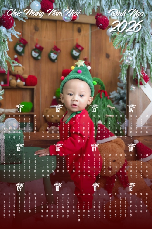 Mẫu thiết kế Lịch đơn treo tường Chúc mừng năm mới, Bính Ngọ 2026 1770453187