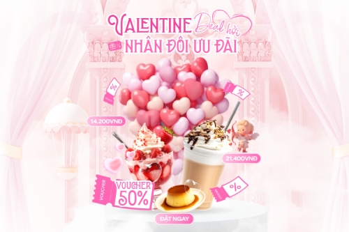 Mẫu thiết kế Bài post MXH ngang Valentine deal hời nhân đôi ưu đãi 1770459454