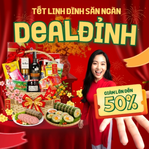 Mẫu thiết kế Bài post MXH vuông Tết linh đình săn ngàn deal đỉnh 1770464961