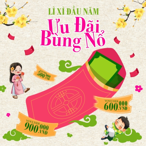 Mẫu thiết kế Bài post MXH vuông Lì xì đầu năm 1772034008