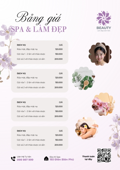 Mẫu thiết kế Menu tờ rời (dọc) Tiệm tóc, tiệm cắt tóc, salon, nail, spa, beauty, làm đẹp, thẩm mỹ 1772243130