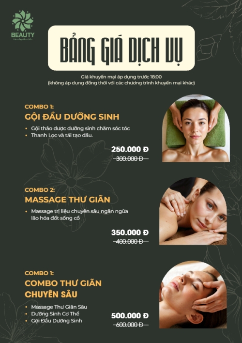 Mẫu thiết kế Menu tờ rời (dọc) Tiệm tóc, tiệm cắt tóc, salon, nail, spa, beauty, làm đẹp, thẩm mỹ 1772243130