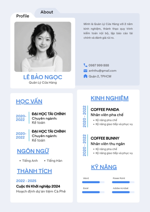 Mẫu thiết kế Hồ sơ xin việc Quản lý, manager, F&B, văn phòng, office, tài chính, finance, đơn giản, simple, minimalist, tối giản 1770453532