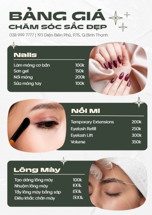 Mẫu thiết kế Menu tờ rời (dọc) Bảng giá spa 1772236790