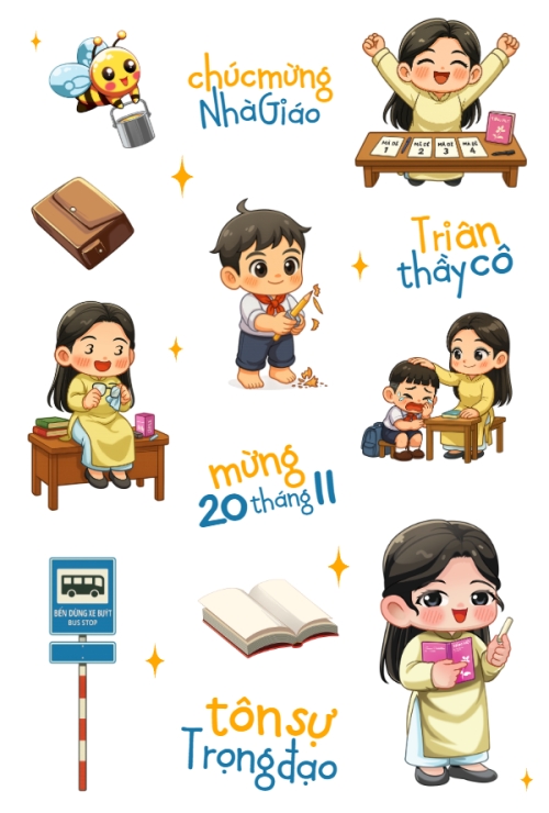 Mẫu thiết kế Nhãn Sticker - Sticker Sheets Chúc mừng nhà giáo 1770453176