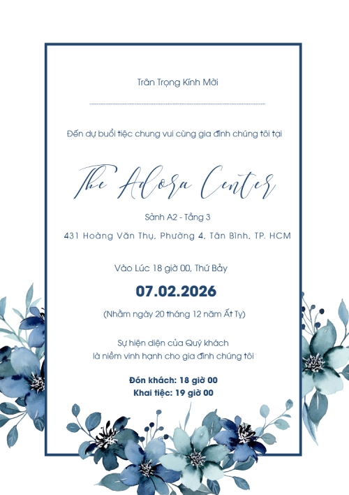 Mẫu thiết kế Ruột thiệp cưới Thiệp cưới Hoa xanh 1770432817