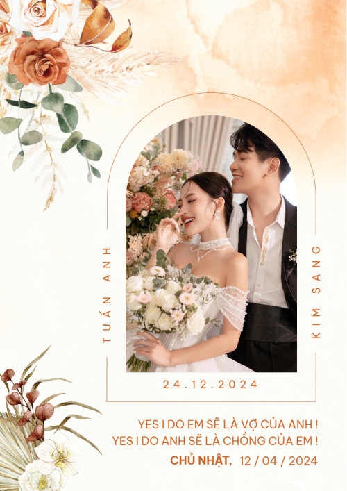 Mẫu thiết kế Khung ảnh (dọc) Burnt Orange, hoa lá, thiên nhiên, floral, màu nước, watercolor 1770444780