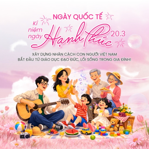 Mẫu thiết kế Bài post MXH vuông Kỉ niệm ngày Quốc Tế Hạnh Phúc 20/3 1773212904
