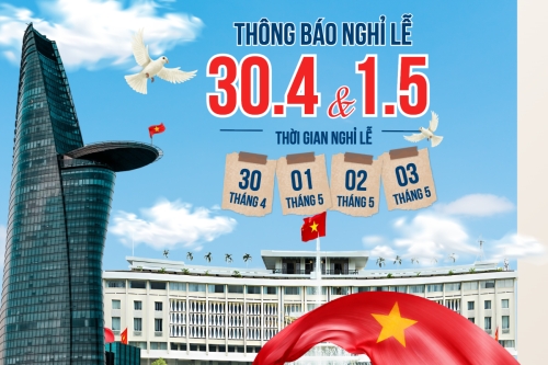 Mẫu thiết kế Bài post MXH ngang Thông báo nghỉ lễ Giải phóng miền Nam 30/4 và Quốc tế Lao động 1/5 1774689630