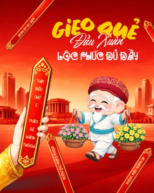 Mẫu thiết kế Bài post MXH dọc Gieo quẻ đầu xuân lộc phúc đủ đầy 1772624795