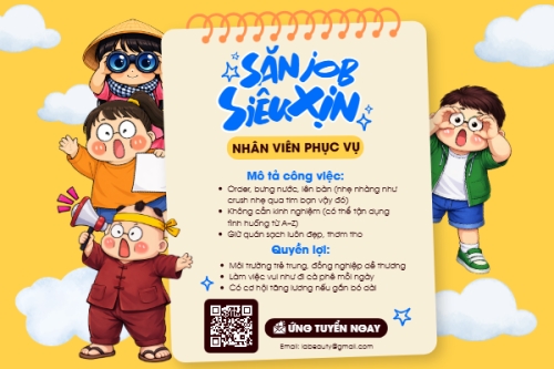 Mẫu thiết kế Bài post MXH ngang Tuyển dụng nhân viên phục vụ 1773669991