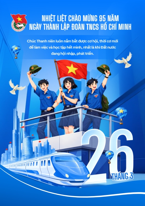 Mẫu thiết kế Poster chuẩn Nhiệt liệt chào mừng ngày thành lập Đoàn TNCS Hồ Chí Minh 1773663933