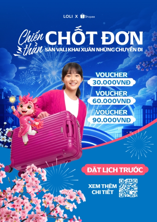 Mẫu thiết kế Poster chuẩn Chiến thần chốt đơn săn vali khai xuân những chuyến đi 1772587618
