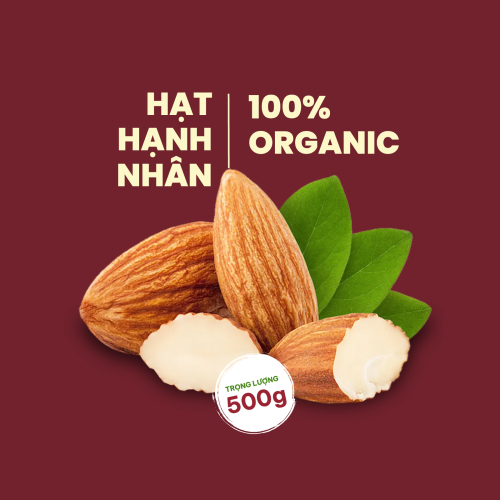 Mẫu thiết kế Nhãn dán Decal Đồ ăn, food, thực phẩm, ẩm thực, món ăn, F&B, thức ăn,thực phẩm, nông sản, hạt hạnh nhân, almond, organic 1774524683