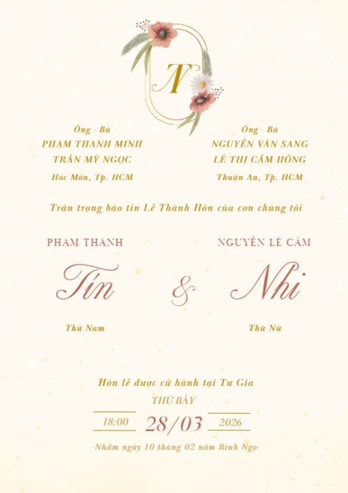 Mẫu thiết kế Ruột thiệp cưới Thiệp cưới Hoa trong nắng 1774423422