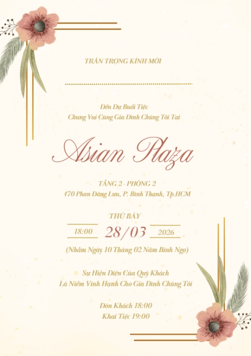 Mẫu thiết kế Ruột thiệp cưới Thiệp cưới Hoa trong nắng 1774601503