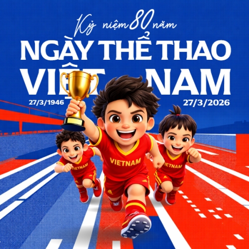 Mẫu thiết kế Bài post MXH vuông Ngày thể thao Việt Nam 27/3 1773665350