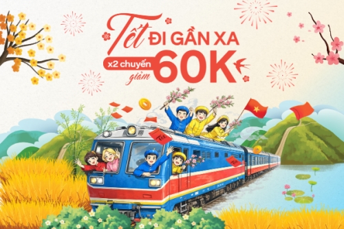 Mẫu thiết kế Bài post MXH ngang Tết đi gần xa x2 chuyến giảm 60k 1772619941