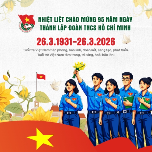 Mẫu thiết kế Bài post MXH vuông Chào mừng kỷ niệm ngày thành lập Đoàn TNCS Hồ Chí Minh 26/3 1773226093