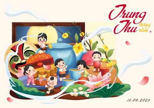 Mẫu thiết kế Thiệp chúc mừng Trung thu, Tết Đoàn Viên,  mid-autumn festival, sự kiện, event, dễ thương, cute, chibi, hoạt hình, cartoon 1774518971