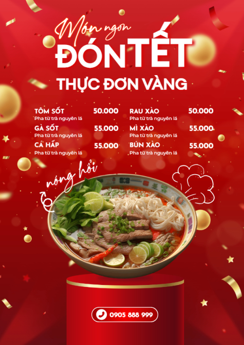 Mẫu thiết kế Menu tờ rời (dọc) Đồ ăn, food, thực phẩm, ẩm thực, món ăn, F&B, nhà hàng, thức ăn, phở 1772618661