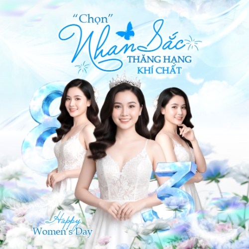 Mẫu thiết kế Bài post MXH vuông Chọn nhan sắc thăng hạng khí chất 8/3 1772619612