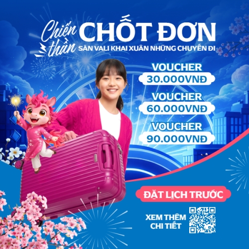 Mẫu thiết kế Bài post MXH vuông Chiến thần chốt đơn săn vali khai xuân những chuyến đi 1772619612