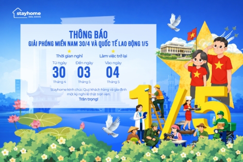 Mẫu thiết kế Bài post MXH ngang Thông báo nghỉ lễ Giải phóng miền Nam 30/4 và Quốc tế Lao động 1/5 1774689630