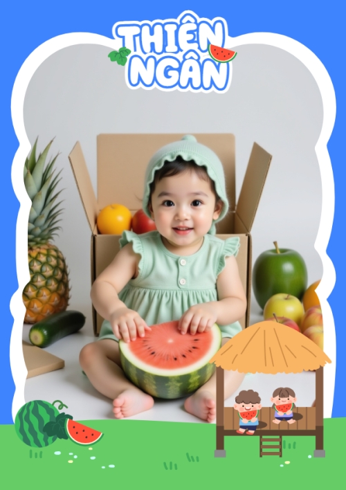 Mẫu thiết kế Khung ảnh (dọc) Em bé, baby, trẻ em, kids, dễ thương, cute, sinh nhật, birthday 1774506227