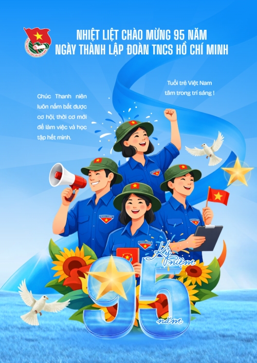 Mẫu thiết kế Poster chuẩn Nhiệt liệt chào mừng ngày thành lập Đoàn TNCS Hồ Chí Minh 1773663933