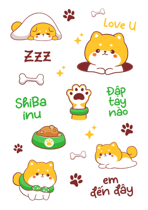 Mẫu thiết kế Nhãn Sticker - Sticker Sheets Pet, thú cưng, thú nuôi, động vật, animal, dog, puppy, shiba, cún, chó, dễ thương, cute 1773671149