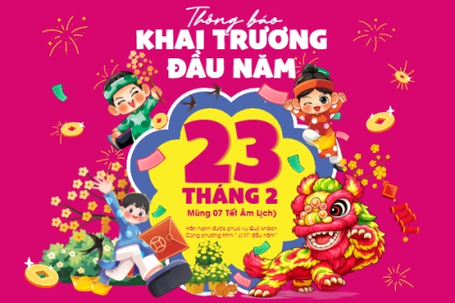 Mẫu thiết kế Bài post MXH ngang Thông báo khai trương đầu năm 1773671295