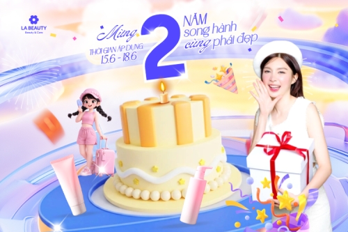 Mẫu thiết kế Bài post MXH ngang Mừng 2 năm song hành cùng phái đẹp 1774512775