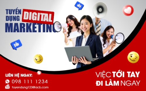 Mẫu thiết kế Banner - Băng rôn Tuyển dụng digital marketing 1773584106