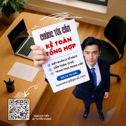 Mẫu thiết kế Bài post MXH vuông Tuyển dụng kế toán tổng hợp 1773785747