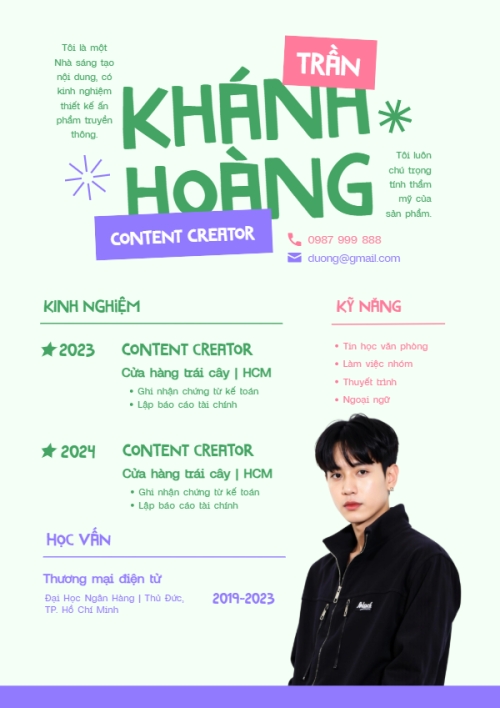 Mẫu thiết kế Hồ sơ xin việc Hồ sơ xin việc Content creator 1773670045